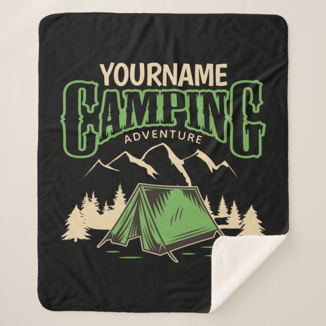 Personalized Camping Family Camp Trip Adventure   Sherpa Blanket (Front)