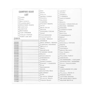 Personalized Camping Gear Check List Notepad
