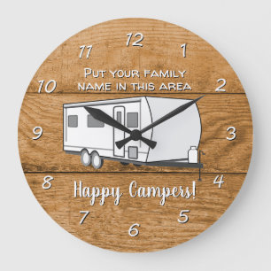 Personalized Camping Generic Travel Trailer Large Clock