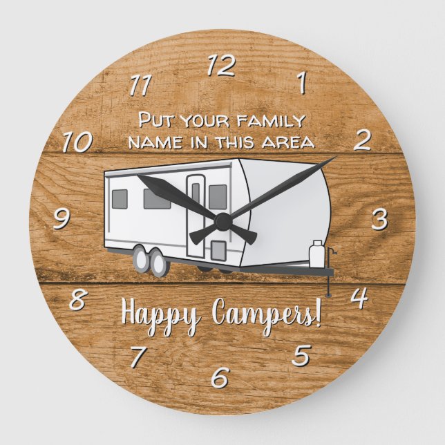 Personalized Camping Generic Travel Trailer Large Clock (Front)