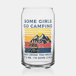 Personalized Camping Girl Funny Retro Girls Camp Can Glass
