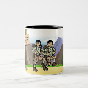 Personalized Camping, Hiking - Female Cartoon Two-Tone Coffee Mug