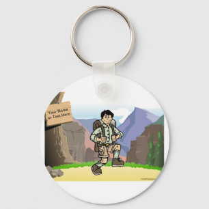 Personalized Camping, Hiking - Male Cartoon Keychain