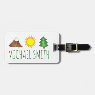 Personalized Camping Mountain Climbing Sun Tree Luggage Tag