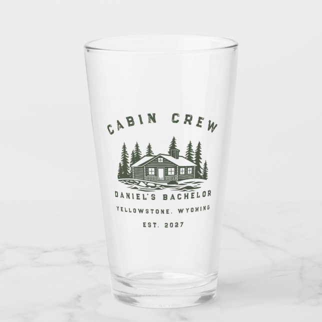 Personalized Camping Weekend Bachelor Party Glass (Front)