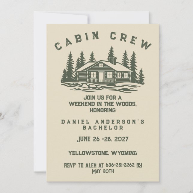 Personalized Camping Weekend Bachelor Party Invitation (Front)