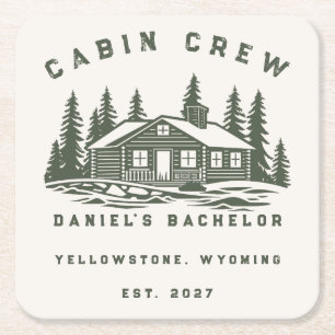 Personalized Camping Weekend Bachelor Party Square Paper Coaster