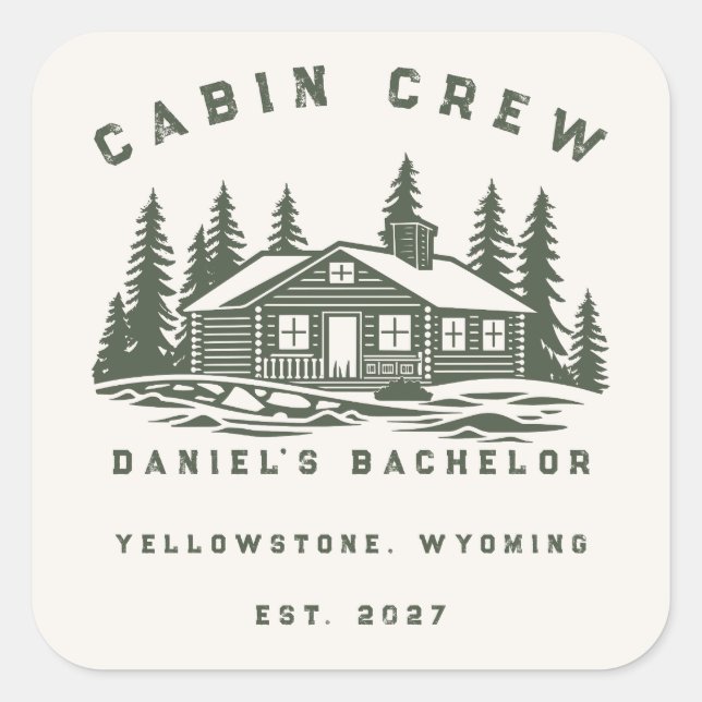 Personalized Camping Weekend Bachelor Party Square Sticker (Front)