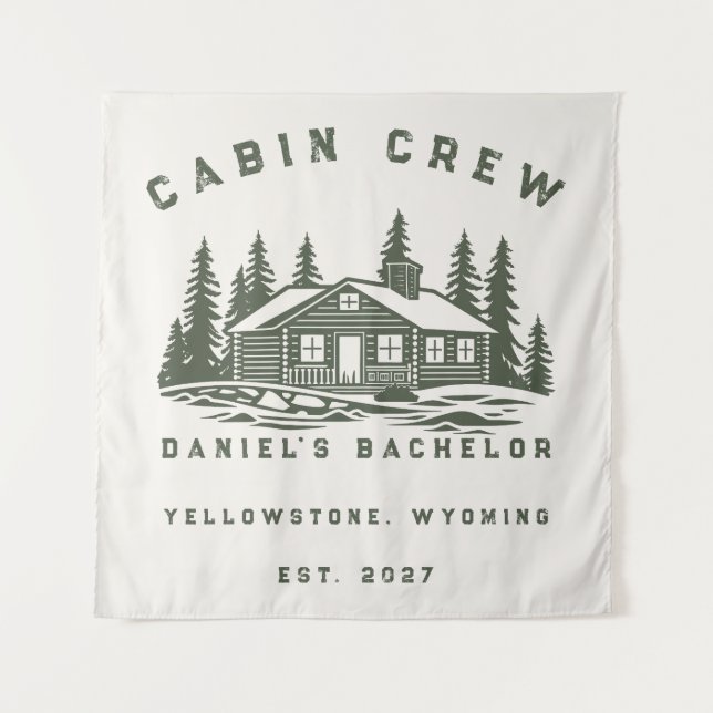 Personalized Camping Weekend Bachelor Party Tapestry (Front)