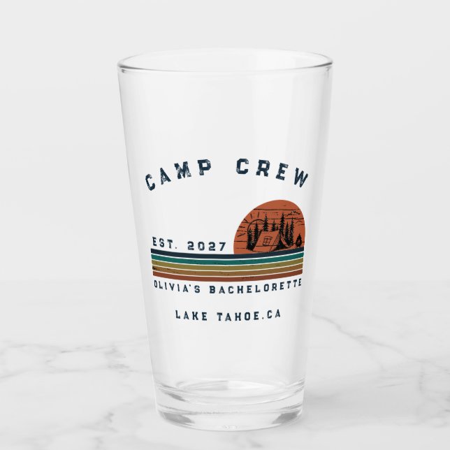 Personalized Camping Weekend Bachelorette Party Glass (Front)