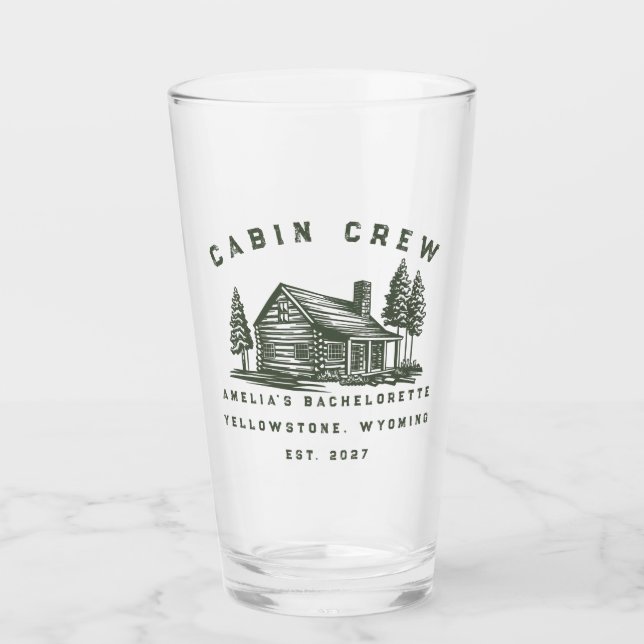Personalized Camping Weekend Bachelorette Party Glass (Front)