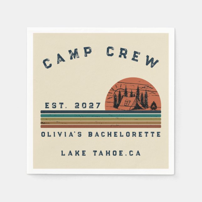 Personalized Camping Weekend Bachelorette Party Napkin (Front)