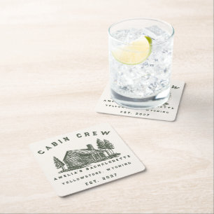 Personalized Camping Weekend Bachelorette Party Square Paper Coaster