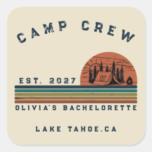 Personalized Camping Weekend Bachelorette Party Square Sticker