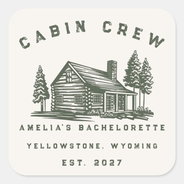 Personalized Camping Weekend Bachelorette Party Square Sticker (Front)