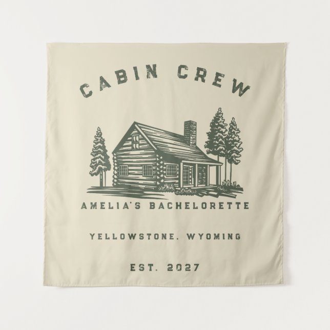 Personalized Camping Weekend Bachelorette Party Tapestry (Front)