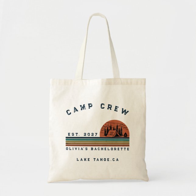 Personalized Camping Weekend Bachelorette Party Tote Bag (Front)