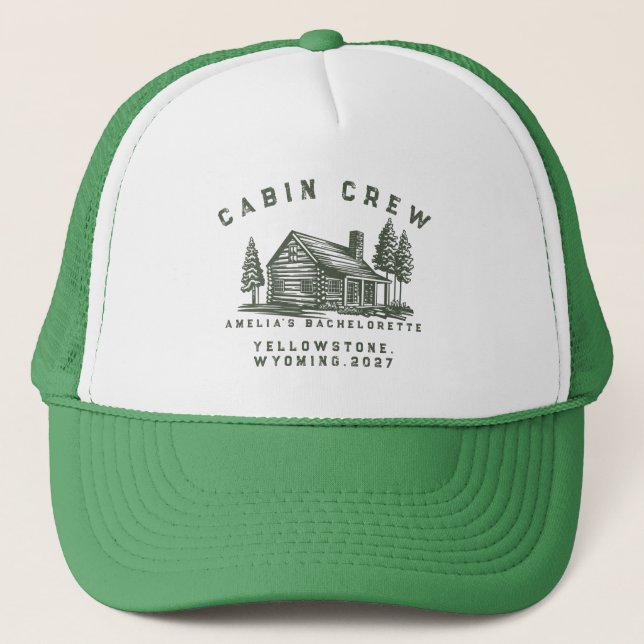 Personalized Camping Weekend Bachelorette Party Trucker Hat (Front)