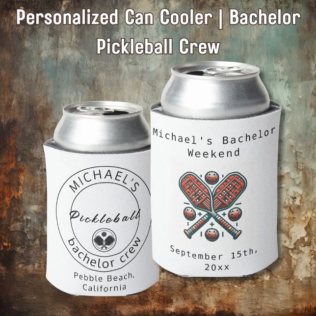 Personalized Can Cooler | Bachelor Pickleball Crew (Creator Uploaded)