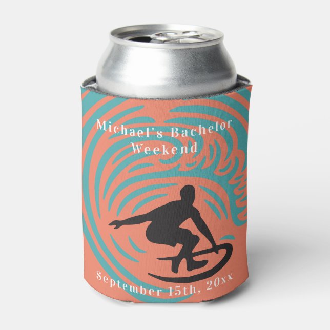 Personalized Can Cooler Bachelor Surf Weekend (Can Front)