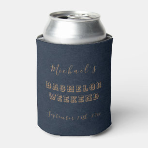 Personalized Can Cooler   Navy Blue Bachelor Party