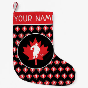 Personalized Canada Canadian Hockey Maple Leaf Small Christmas Stocking