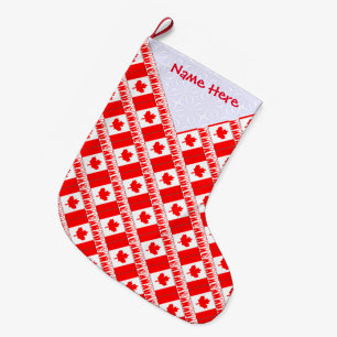 Personalized Canada Flag Tiled Large Christmas Stocking