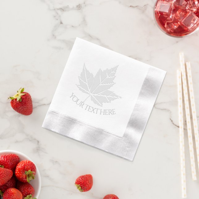 Personalized Canada Napkins Embossed Maple Leaf (Insitu (Strawberry))