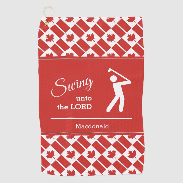 Personalized CANADA Swing Unto The Lord Golf Towel (Front)