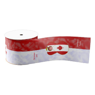Personalized Canadian Angel Flag Auburn Red White Grosgrain Ribbon