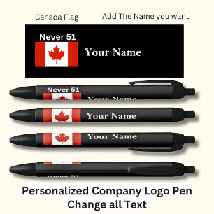 Personalized Canadian Flag Never 51 Black Ink Pen