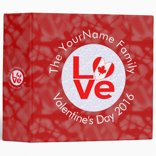 Personalized Canadian Red LOVE Flag Binder (Front/Spine)