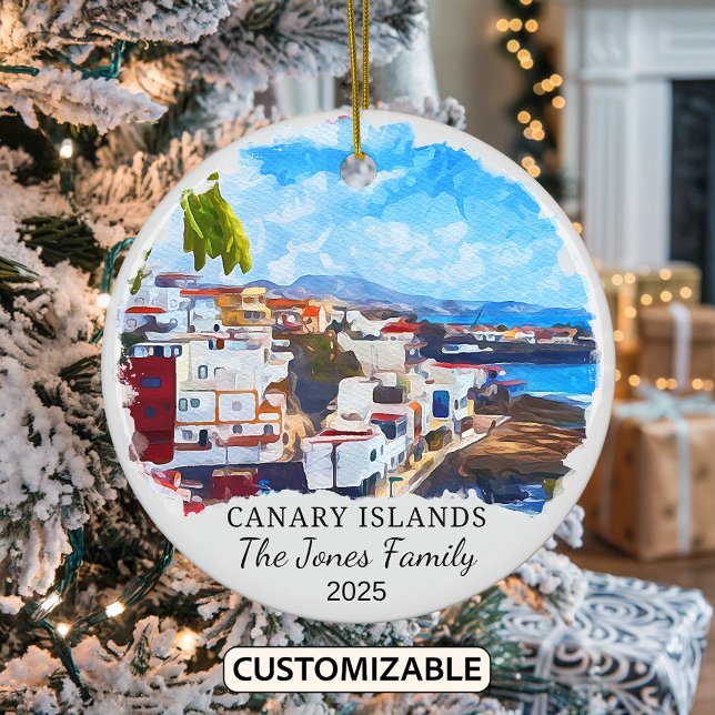 Personalized Canary Islands, Canary Islands Gift Ceramic Ornament (Creator Uploaded)