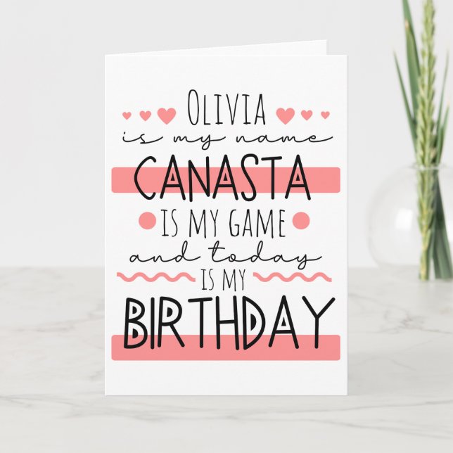 Personalized Canasta Birthday Card (Front)