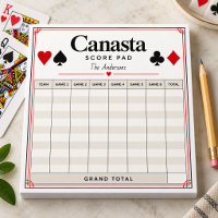 Personalized Canasta Score Pad Notepad