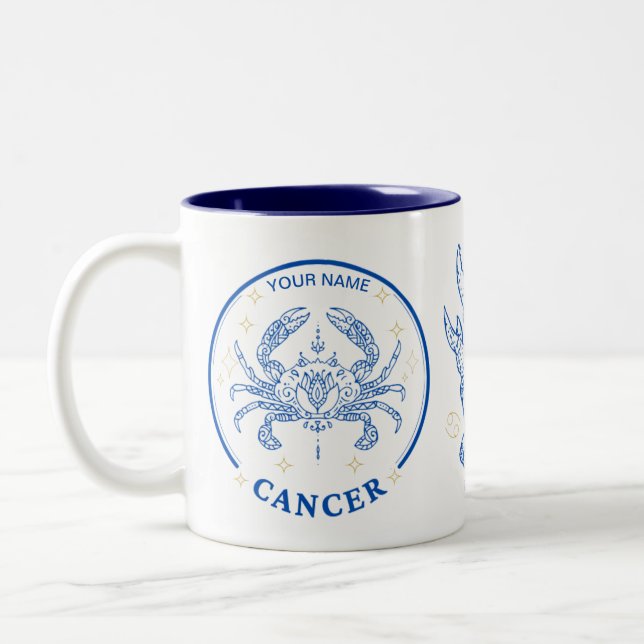 Personalized Cancer Zodiac 11 oz Two-Tone Coffee Mug (Left)