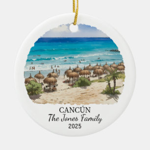 Personalized Cancun Ornament, Mexico Gift Ceramic Ornament