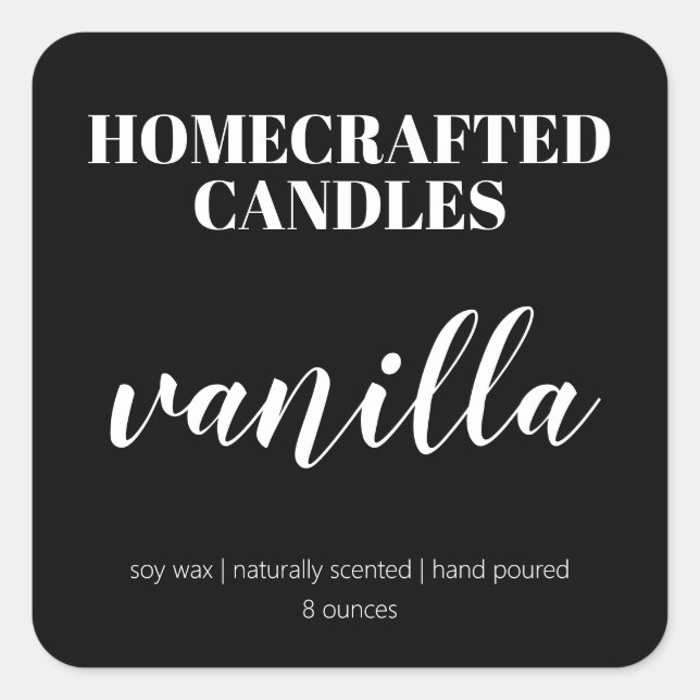 Personalized Candle Label Black and White (Front)