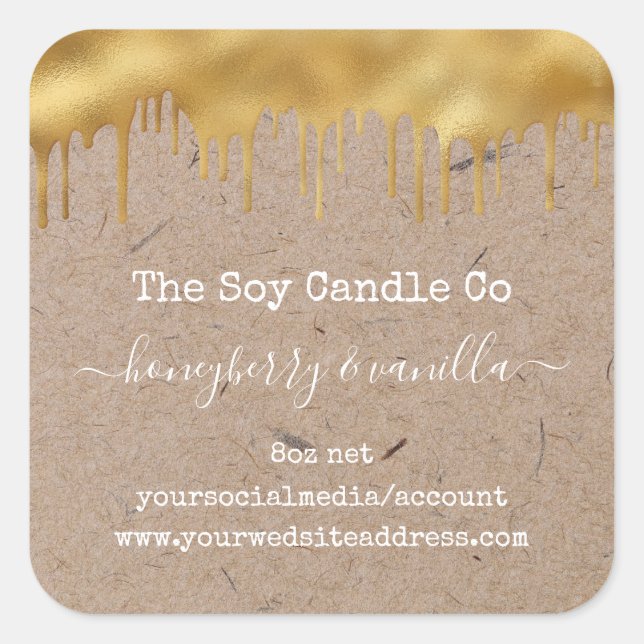 Personalized candle label on kraft paper  (Front)