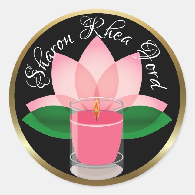 Personalized Candle Lotus Blossom Sticker (Front)