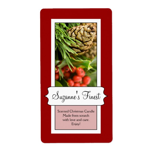 Personalized Candle or Canning Jar Christmas Label (Front)