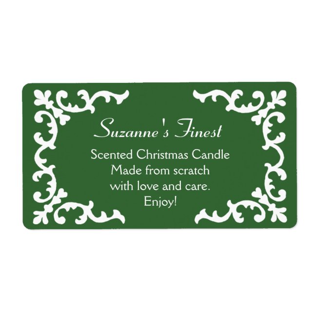 Personalized Candle or Canning Jar Green Label (Front)