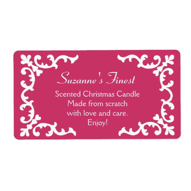 Personalized Candle or Canning Jar Pink Label (Front)