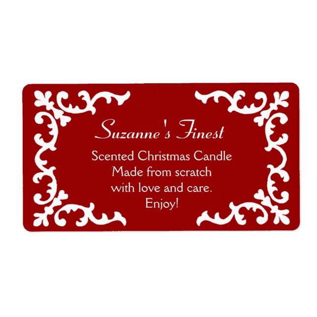 Personalized Candle or Canning Jar Red Label (Front)