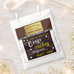 Personalized Candy Bar Golden Ticket Party Favour Bag