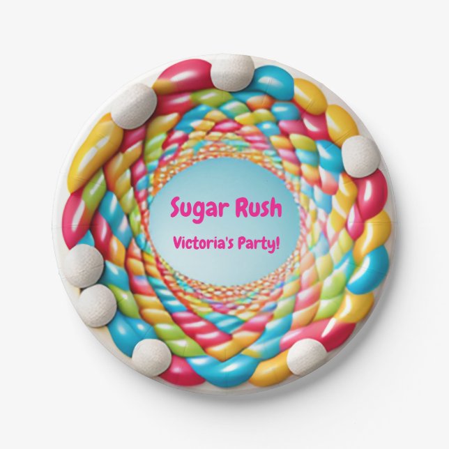 Personalized Candy Birthday Paper Plates (Front)
