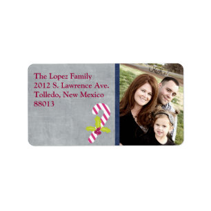 Personalized Candy C Photo Christmas Mailing Label