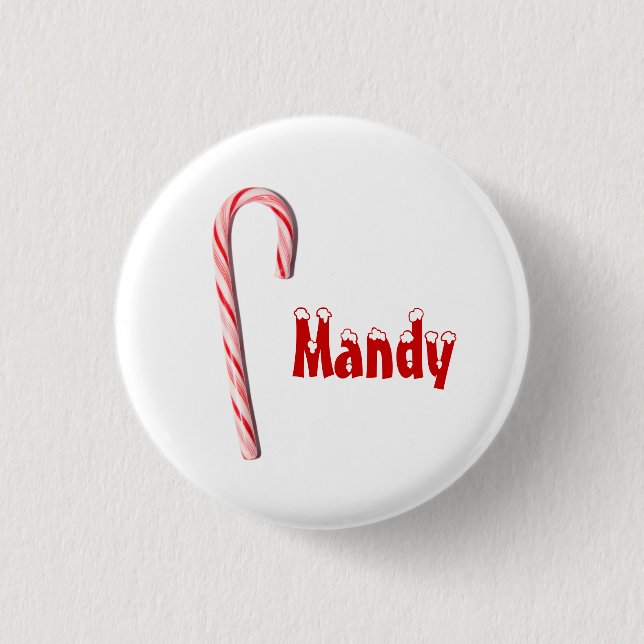 Personalized Candy Cane Button (Front)