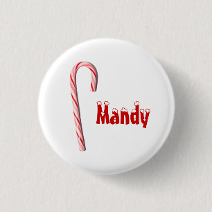 Personalized Candy Cane Button
