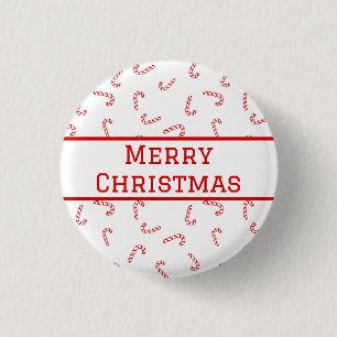 Personalized Candy Cane Christmas 1 Inch Round Button